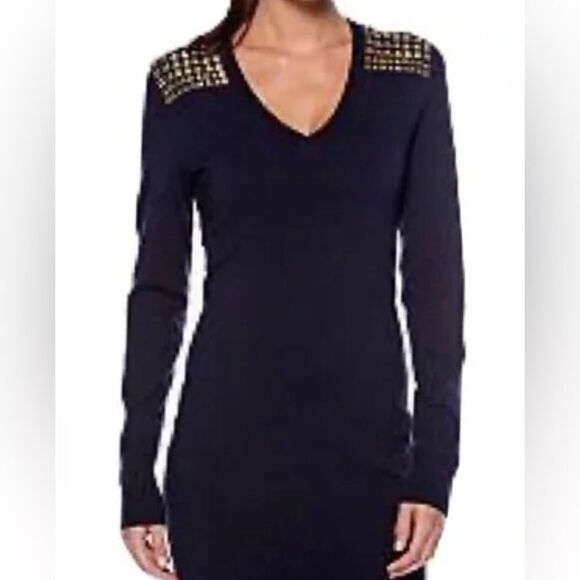 MICHEAL KORS STUDDED  V NECK ASTOR DRESS - Picture 6 of 11